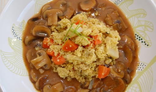 Mushroom Gravy and Millet with  Root Vegetables